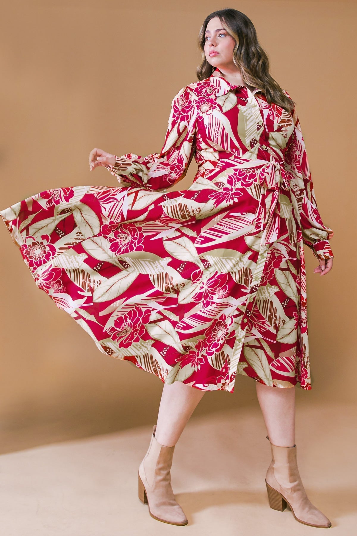 HEART OF WOVEN MIDI DRESS Flying Tomato